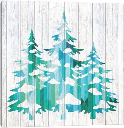 Snowfall Pines Canvas Art Print - Evergreen Tree Art