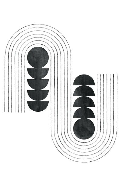 Black & White Minimalist Décor: Black Shapes And Curved Lines by Whales Way