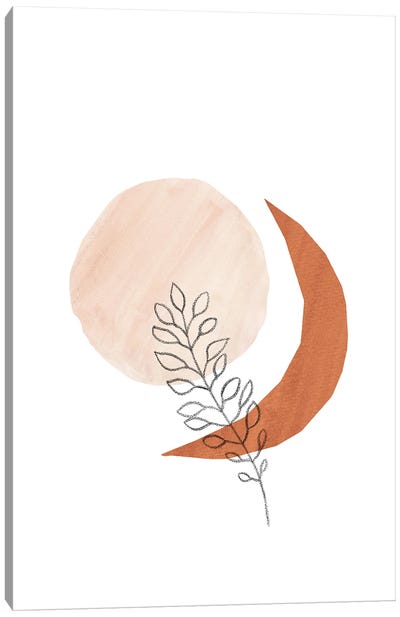 Sun Moon And Plant Canvas Art Print - Crescent Moon Art