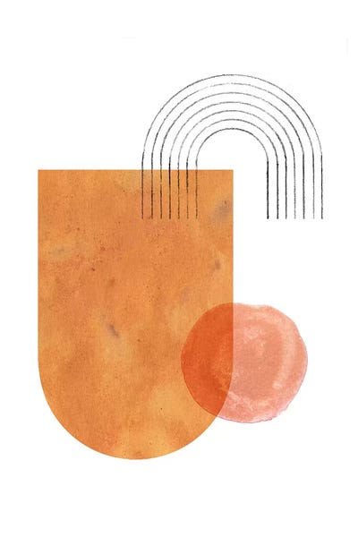 Vintage & Retro Bedroom: Burnt Orange Abstract by Whales Way