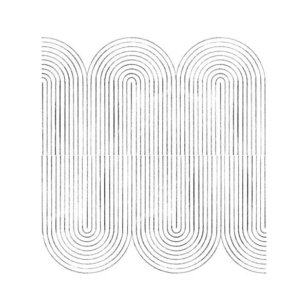 Large Minimalist Art - Canvas Prints: Mid Century Curved Lines by Whales Way