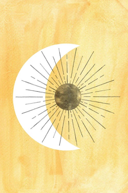 Abstract Yellow Sun And Crescent