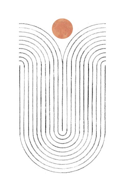 Japandi: Abstract Curved Lines And Terracotta Sun by Whales Way