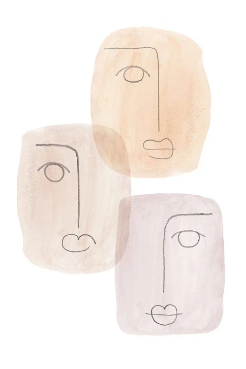Abstract boho faces by Whales Way wall art