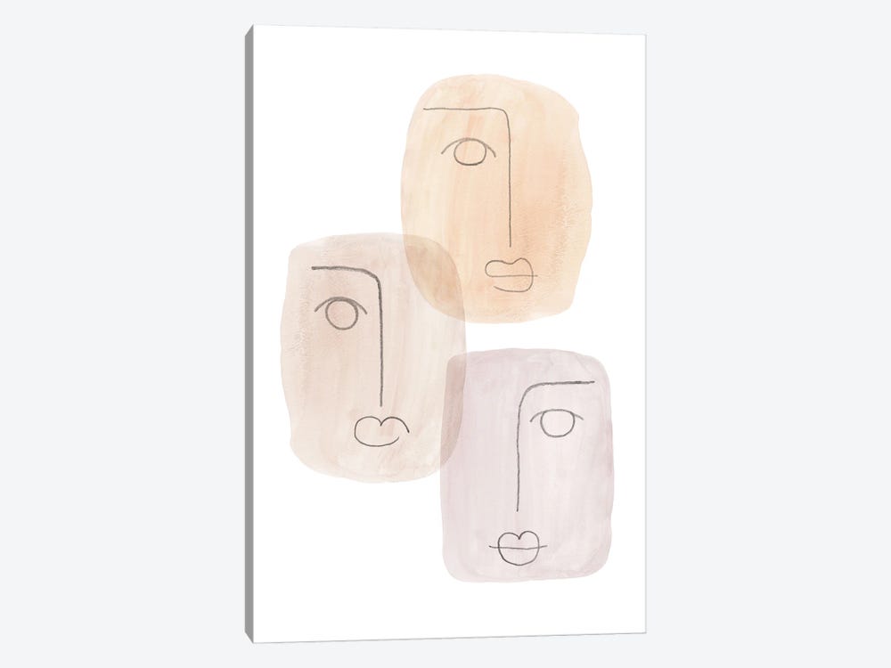 Abstract boho faces by Whales Way 1-piece Canvas Artwork
