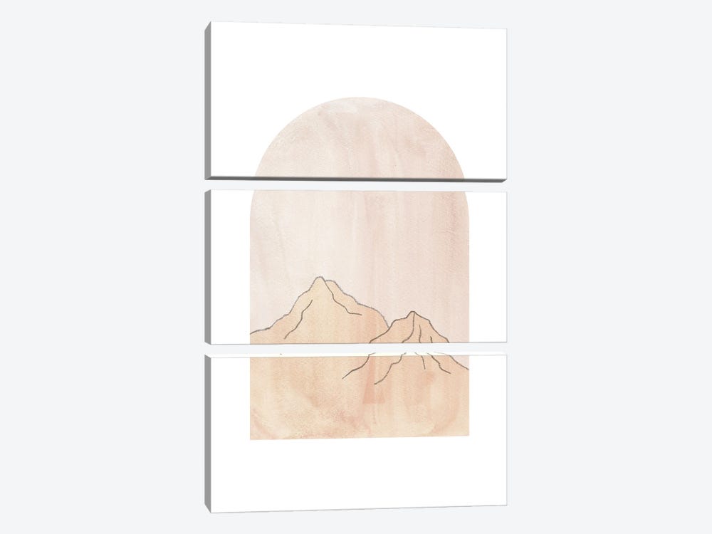 Pastel mountains in arch by Whales Way 3-piece Canvas Art Print