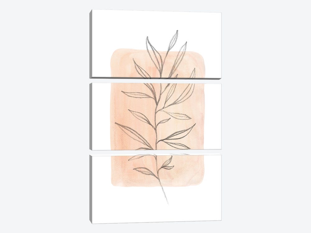 Pastel peach tone plant by Whales Way 3-piece Canvas Wall Art