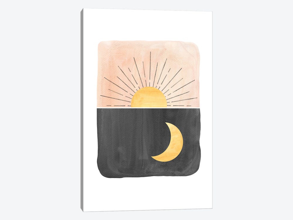 Day and night, sun and moon by Whales Way 1-piece Canvas Art Print
