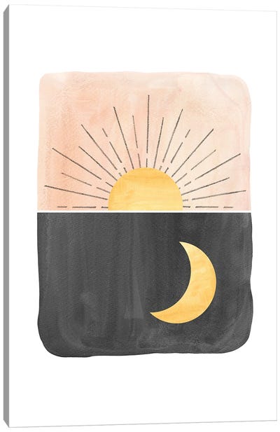 Day and night, sun and moon Canvas Art Print - Sun And Moon Art