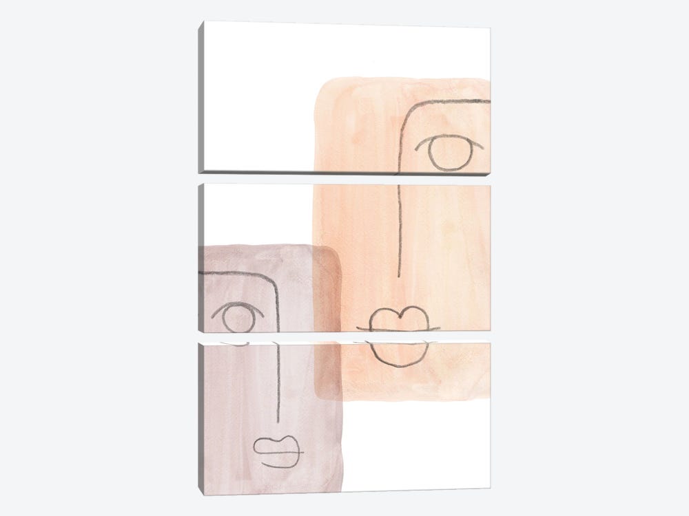 Abstract faces II by Whales Way 3-piece Art Print