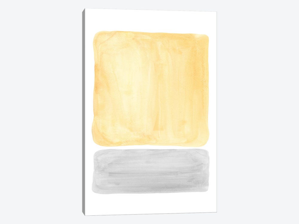 Yellow and gray watercolor shapes by Whales Way 1-piece Canvas Art