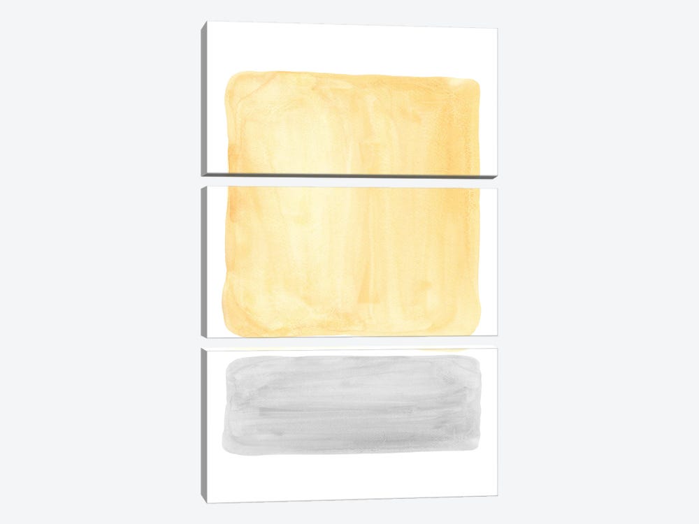 Yellow and gray watercolor shapes by Whales Way 3-piece Canvas Artwork