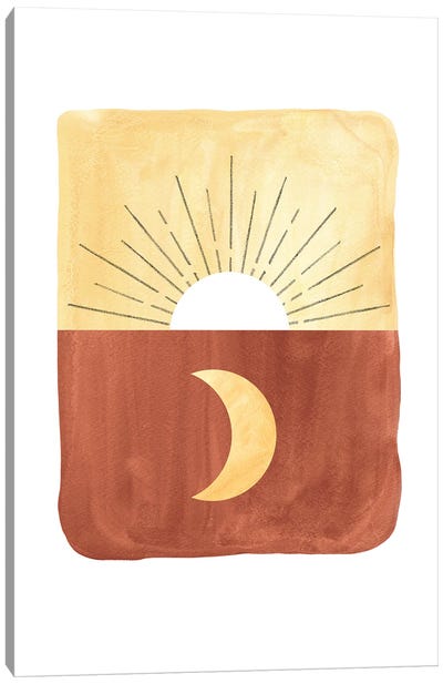 Abstract sunrise and moon Canvas Art Print - '70s Sunsets