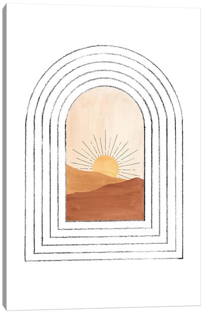 Mid Century Arch And Landscape Canvas Art Print - '70s Sunsets