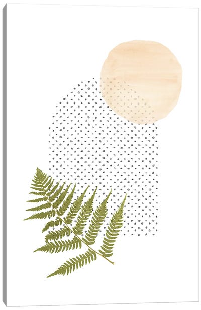 Fern And Abstract Shapes Canvas Art Print - Fern Art