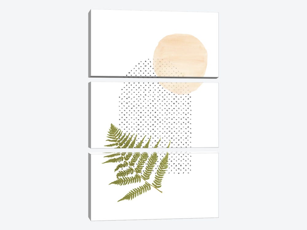 Fern And Abstract Shapes by Whales Way 3-piece Canvas Print