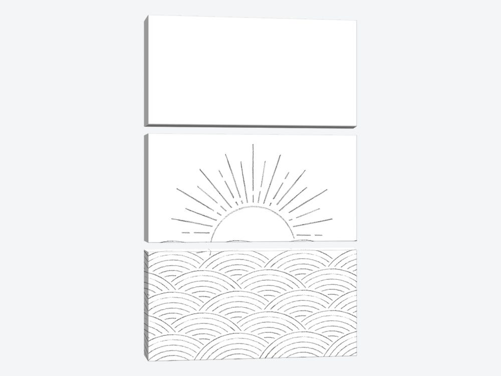 Minimal Sunset On The Sea by Whales Way 3-piece Canvas Print