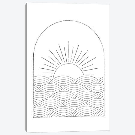 Abstract Line Art Sea And Sun Canvas Print #WWY160} by Whales Way Canvas Wall Art