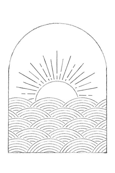 Whales Way: Abstract Line Art Sea And Sun by Whales Way