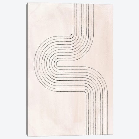 Neutral Beige Curved Lines Canvas Print #WWY161} by Whales Way Canvas Wall Art