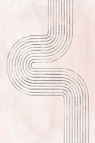 Muted & Modular Abstracts: Neutral Beige Curved Lines by Whales Way