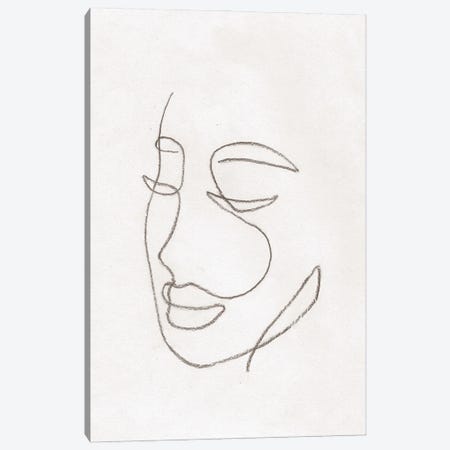 Line Art Woman Face Canvas Print #WWY162} by Whales Way Canvas Artwork