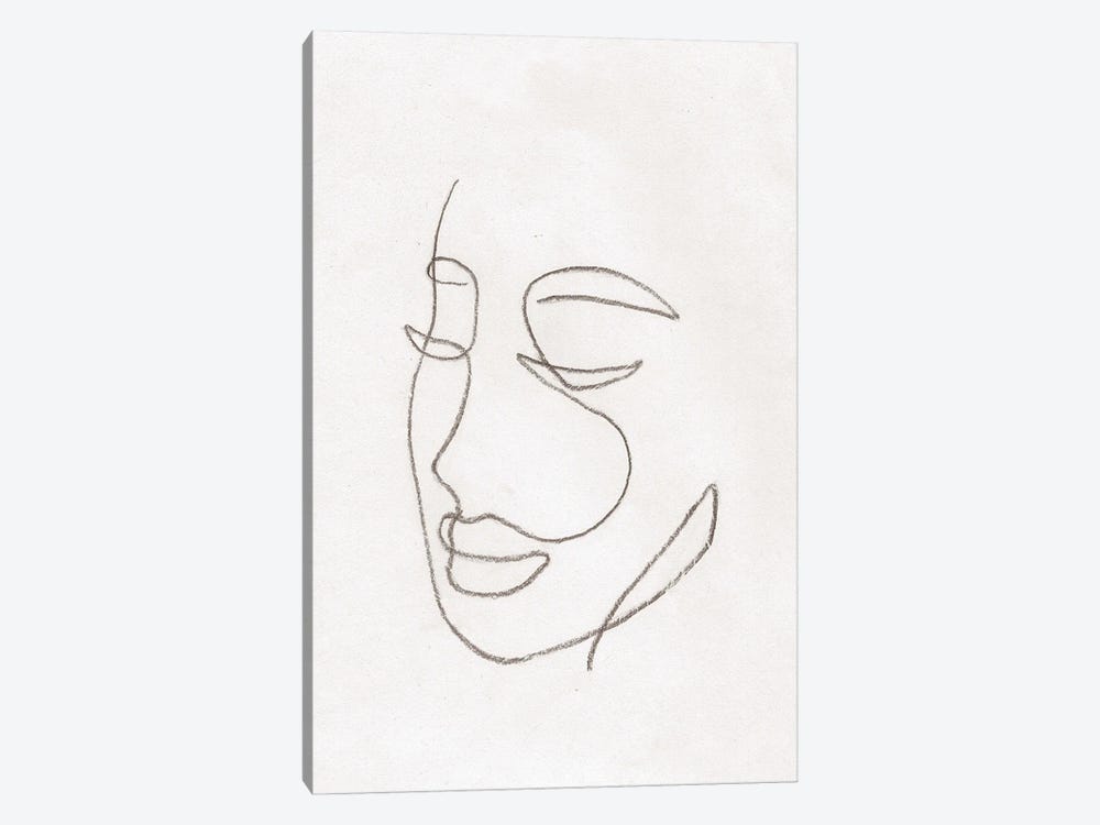 Line Art Woman Face by Whales Way 1-piece Canvas Wall Art