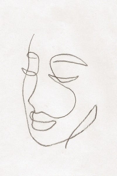 Whales Way: Line Art Woman Face by Whales Way
