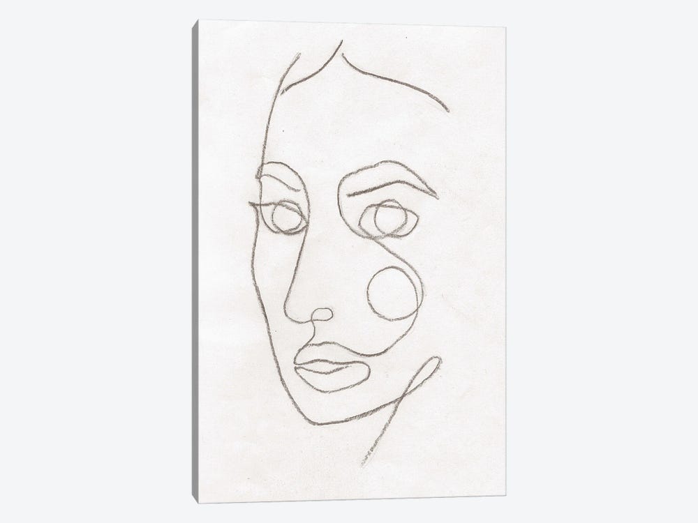 Line Art Woman Face II by Whales Way 1-piece Canvas Print