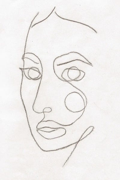 Whales Way: Line Art Woman Face II by Whales Way