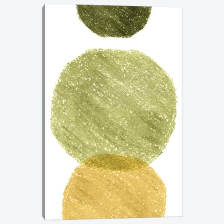 Green And Mustard Circles Canvas Print #WWY165} by Whales Way Canvas Print