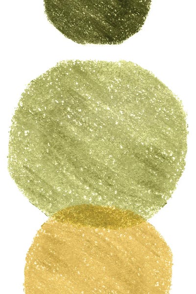 Circular Abstract: Green And Mustard Circles by Whales Way