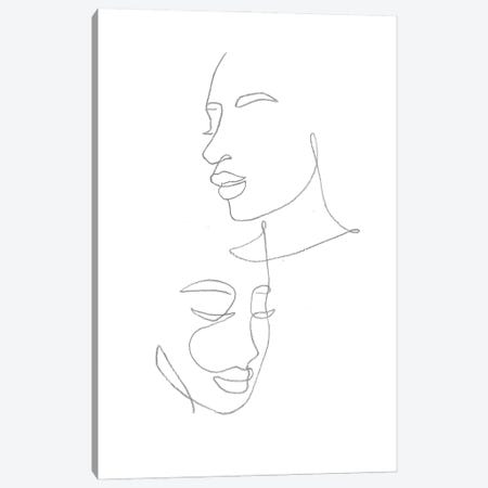 Line Art Female Faces Canvas Print #WWY169} by Whales Way Canvas Artwork