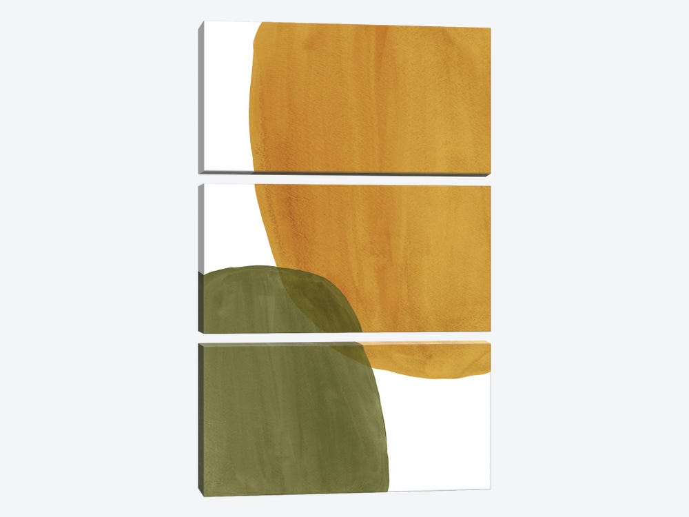Rust Ochre And Green Art by Whales Way 3-piece Canvas Art Print