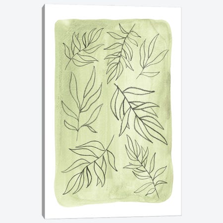 Soft Green Leaves Canvas Print #WWY189} by Whales Way Canvas Artwork