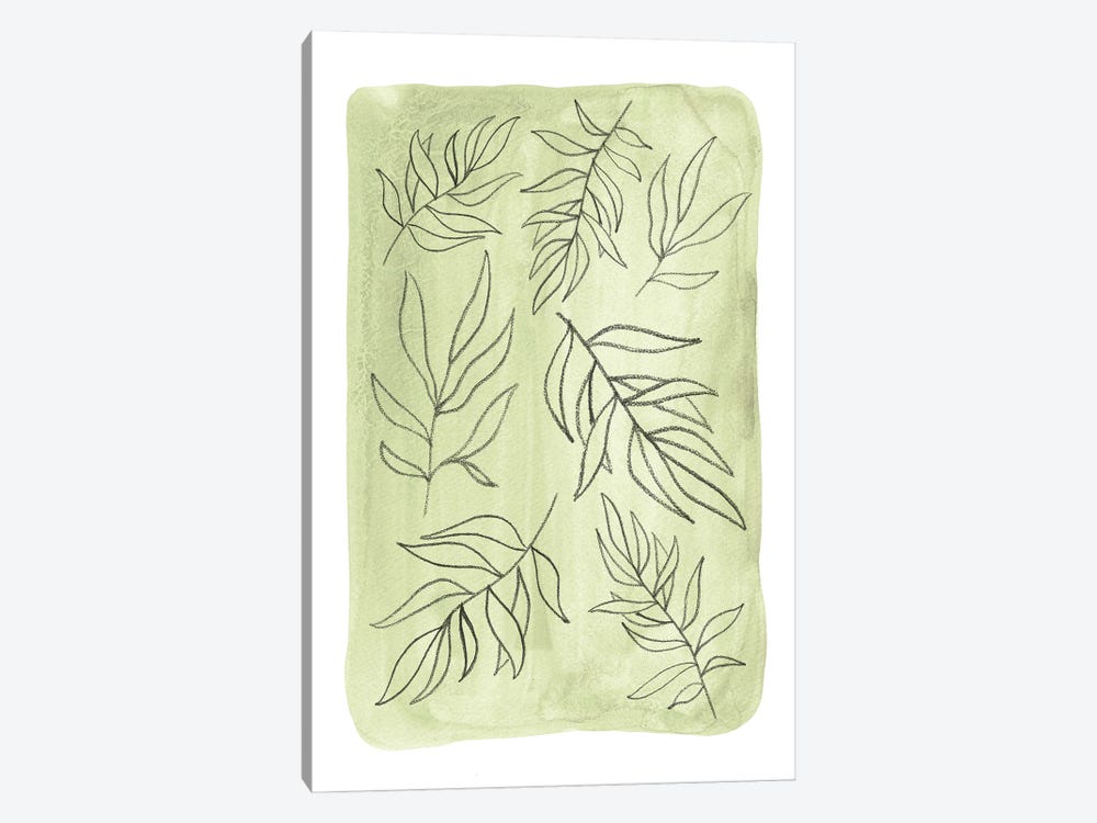 Soft Green Leaves by Whales Way 1-piece Canvas Print