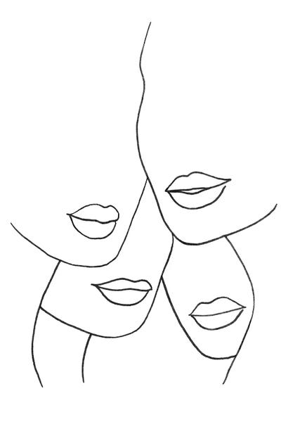 Whales Way: Female Lips Line-Art by Whales Way