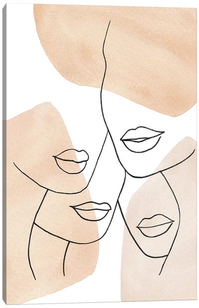 Female Lips Neutral Colors Canvas Art Print - Adobe Abstracts