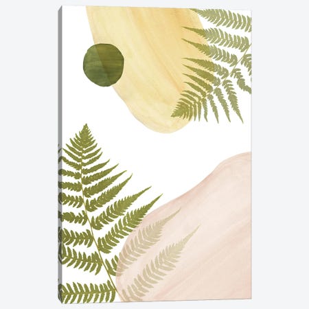 Abstract Shapes And Fern Canvas Print #WWY202} by Whales Way Art Print