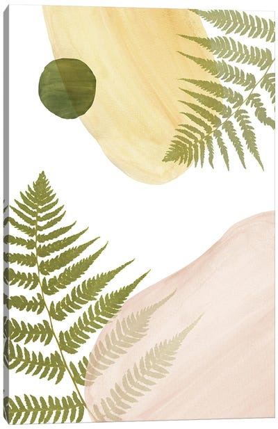 Abstract Shapes And Fern Canvas Art Print - Fern Art