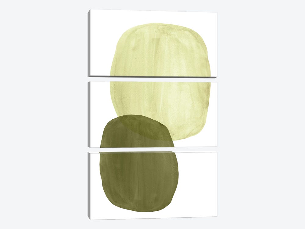 Green Tone Organic Shapes by Whales Way 3-piece Canvas Print