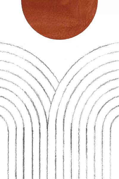 Line Art Arches And Terracotta Sun by Whales Way canvas print