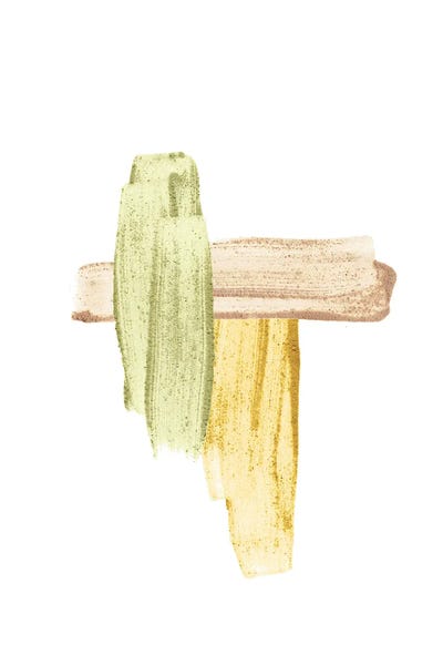 Green and yellow brush strokes by Whales Way art print