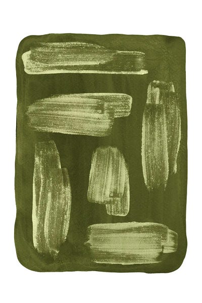 Olive green brush strokes by Whales Way art print