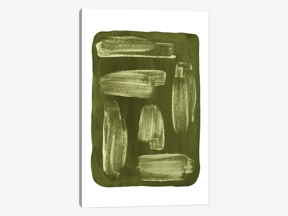 Olive green brush strokes by Whales Way 1-piece Art Print