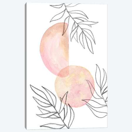 Blush pink shapes and leaves Canvas Print #WWY217} by Whales Way Art Print