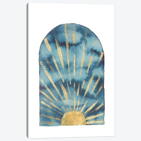 Navy and gold boho sunrise Canvas Print #WWY220} by Whales Way Art Print