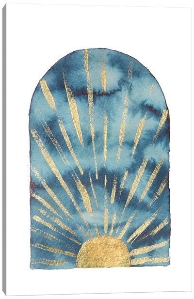 Navy and gold boho sunrise Canvas Art Print - Whales Way