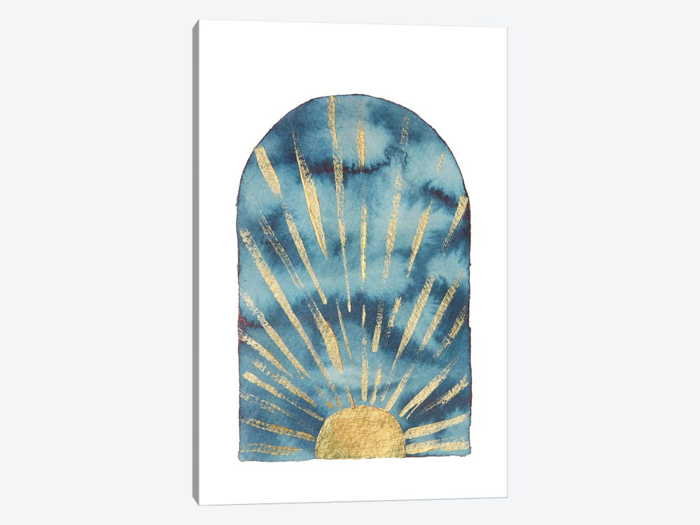Navy and gold boho sunrise by Whales Way 1-piece Canvas Artwork