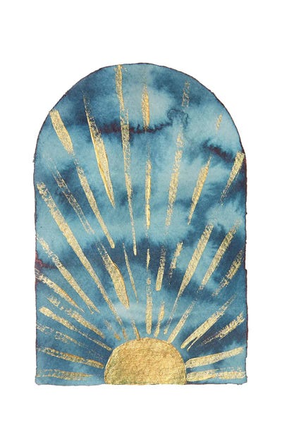 Minimalist Bohemian Decor: Navy and gold boho sunrise by Whales Way